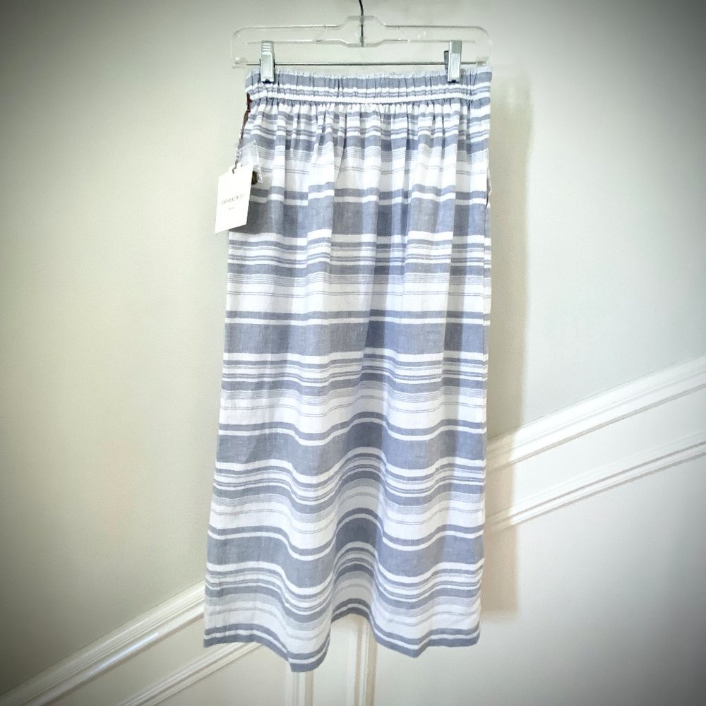 Cynthia Rowley NWT Striped Linen Midi Skirt - Picture 5 of 10